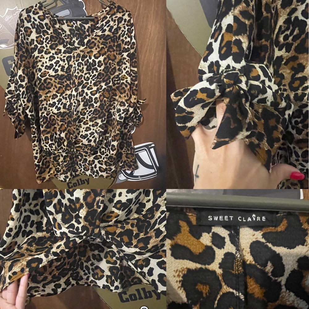 *Sweet Claire 3/4 sleeve Animal Print Top (XL)